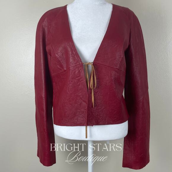 Rare Red Leather Jacket ASO Buffy the Vampire Slayer Tie Front Deadstock Vintage - Picture 5 of 12